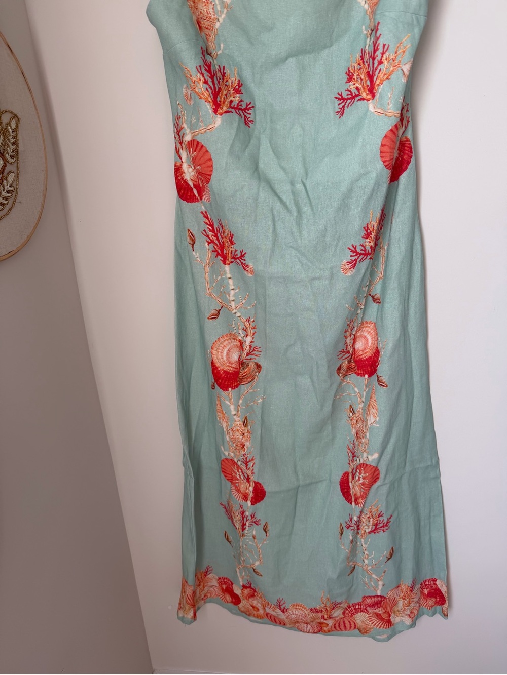 Caroline Constas blue coral Linen Embroidered Shell strap maxi Dress - Picture 3 of 8